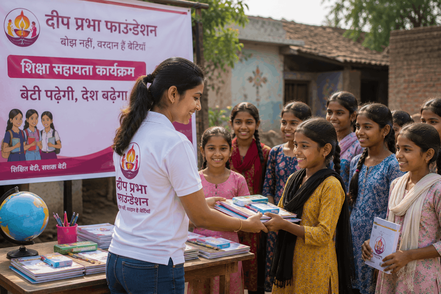 ग्रामीण बालिकाओं को शैक्षणिक सामग्री वितरण कार्यक्रम